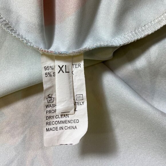 XL Floral Button-Up Long Shirt Dress Striped Collar Blue‎ Red Luxury Casual Sexy - Picture 3 of 4